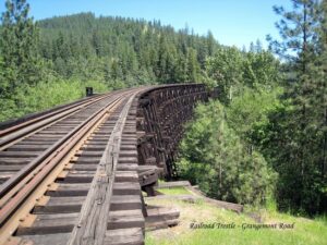 Railroad bridge made out of railroad ties. Pressure Treated. Bridge Timbers.